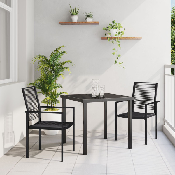 Conjunto de Comedor de Jardín de 7 Piezas Negro Ratán PVC D