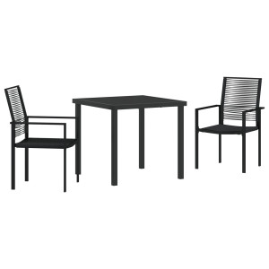 Conjunto de Comedor de Jardín de 7 Piezas Negro Ratán PVC H