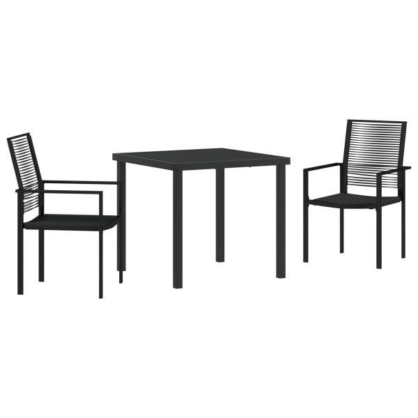 Conjunto de Comedor de Jardín de 7 Piezas Negro Ratán PVC M 2