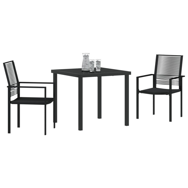 Conjunto de Comedor de Jardín de 7 Piezas Negro Ratán PVC M 3