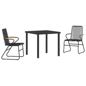 Conjunto de Jantar de Jardim 5 Peças Preto em PVC Rattan H