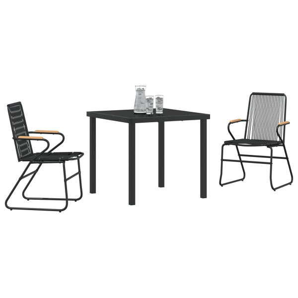 Conjunto de comedor de jardín de 5 piezas Negro Rattan de PVC M 3