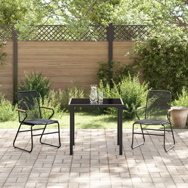 Conjunto de Jantar de Jardim 5 Peças Preto em PVC Rattan M 4