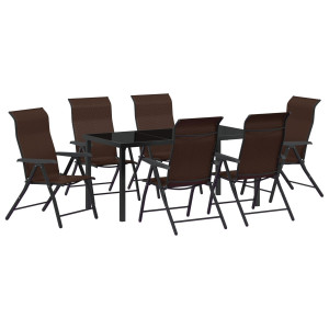 Set de Comedor de Jardín de 7 Piezas Marrón Poliratán H