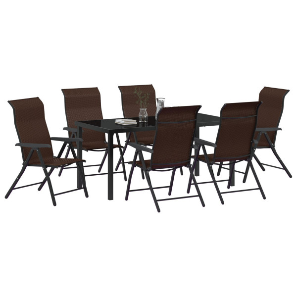Set de Comedor de Jardín de 7 Piezas Marrón Poliratán M 3