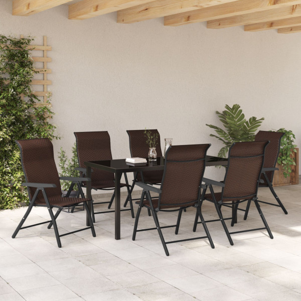 Set de Comedor de Jardín de 7 Piezas Marrón Poliratán M 4