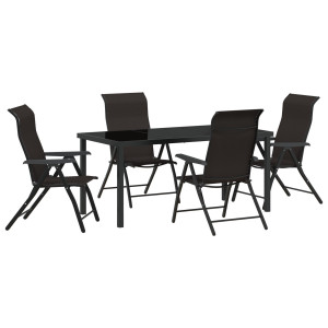 Set de Comedor de Jardín de 5 Piezas Poliratán Negro H