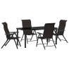 Set de Comedor de Jardín de 5 Piezas Poliratán Negro 2