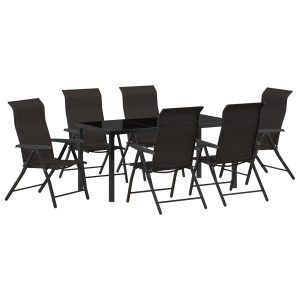 Conjunto de Jantar de Jardim 7 Peças em Rattan Poli Preto H