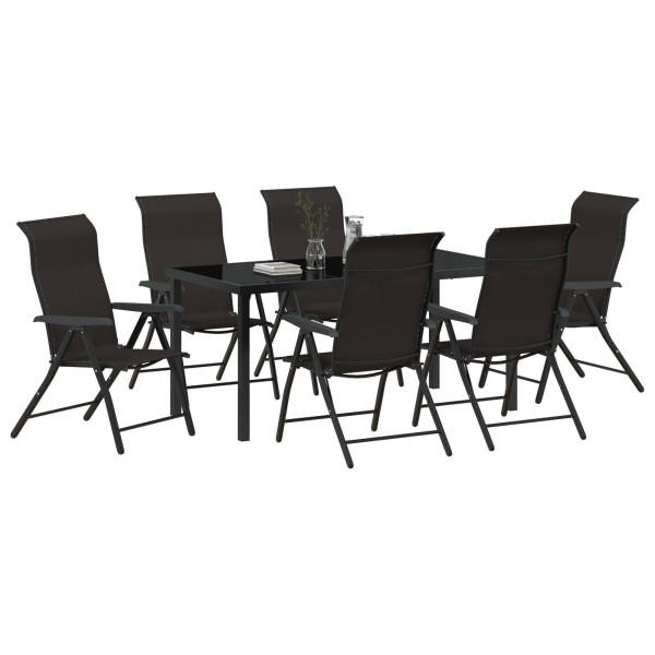 Juego de Comedor de Jardín de 7 Piezas Negro Poliratán M 3