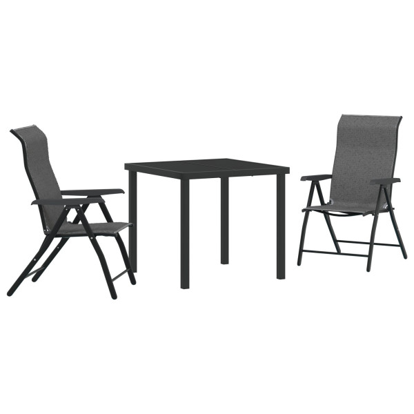Set de Comedor de Jardín de 3 Piezas Gris Poliratán M 2