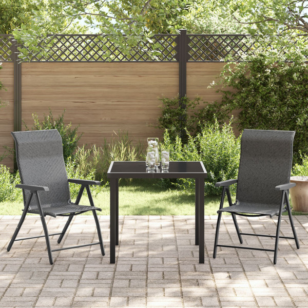 Conjunto de Jantar de Jardim 3 Peças em Rattan Poliéster Cinza M 4