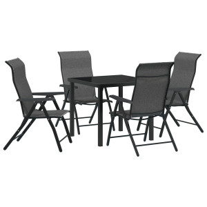 Conjunto de Jantar de Jardim - 5 Peças em Rattan Poly Cinza H