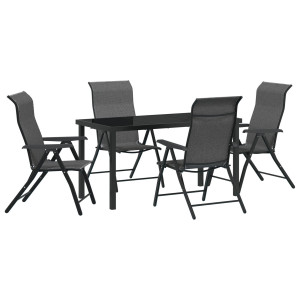 Conjunto de Jantar de Jardim 5 Peças em Rattan Poly Cinza H