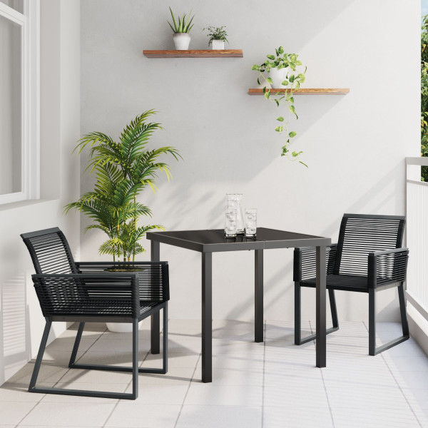 Conjunto de comedor de jardín de 5 piezas negro de poliratán D