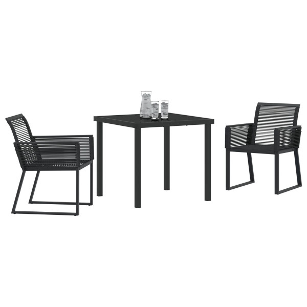 Conjunto de comedor de jardín de 5 piezas negro de poliratán M 3