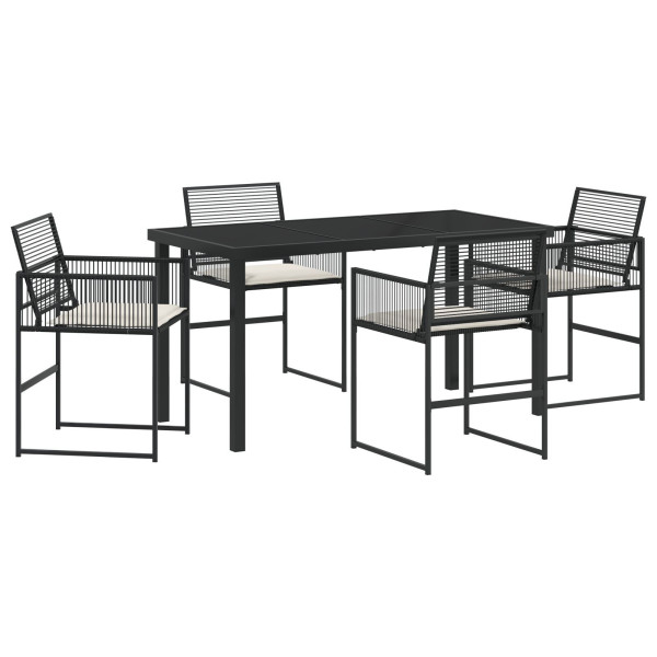 Conjunto de Comedor de Jardín de 5 Piezas Poliratán Negro M 2