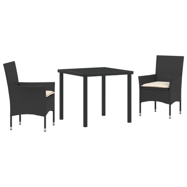 Conjunto de Jantar de Jardim com 5 Peças com Almofadas Preto Rattan Sintético M 2