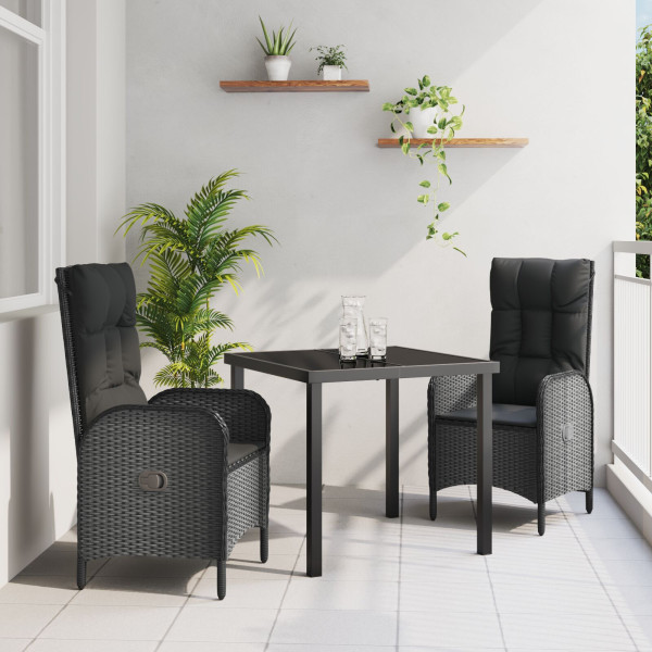 Conjunto de Comedor de Jardín de 5 Piezas Negro Ratán Poli D