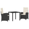 Conjunto de Jantar de Jardim 7 Peças com Almofadas Preto Rattan Poly 2