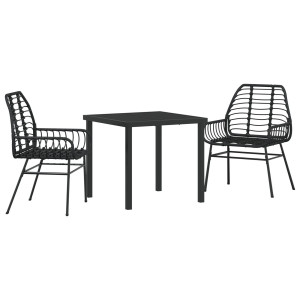 Conjunto de Jantar de Jardim com 5 Peças e Almofadas Negras de Rattan Sintético. H