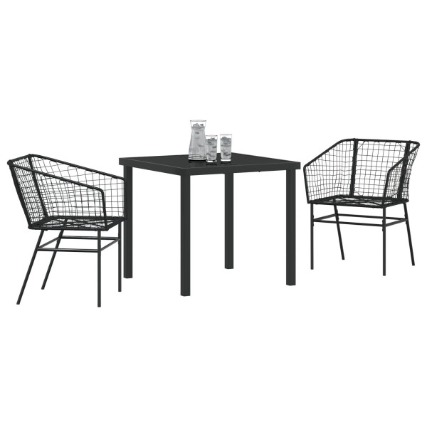Conjunto de Jantar de Jardim com 5 Peças em Rattan Sintético Preto. M 3