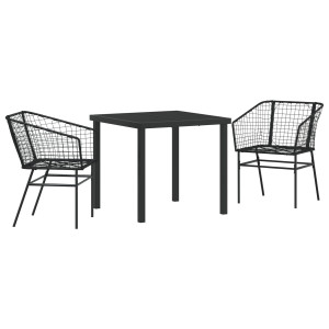 Conjunto de Jantar de Jardim com 5 Peças e Almofadas de Rattan sintético Marrom. H