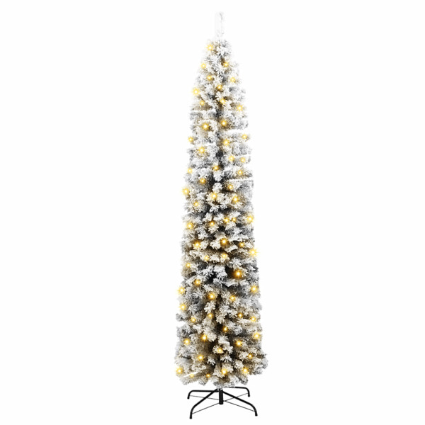 Árvore de Natal Slim 300 LEDs & Flocos de Neve Verde 240 cm M 2