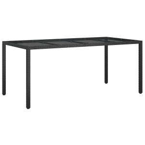 Mesa de Comedor de Jardín Negra 190x90x75 cm Poliratán H