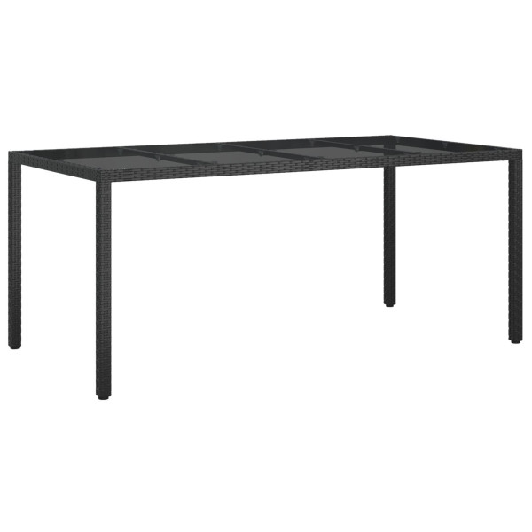 Mesa de Comedor de Jardín Negra 190x90x75 cm Poliratán M 2