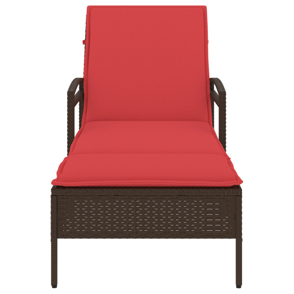 Espreguiçadeira com almofada marrom 63x200x81 cm vime sintético (apenas EUA) M 5