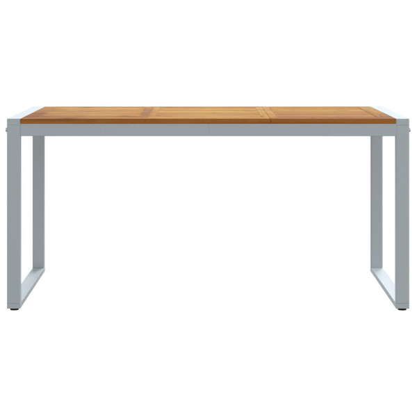 Mesa de Jantar Externa  Cinza 160x80x75 cm Aço e Madeira Sólida de Acácia M 5