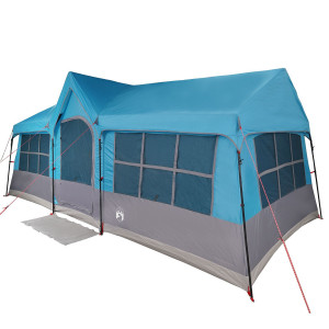 Tienda de Camping con Ventanas Azul 12 Personas Impermeable H