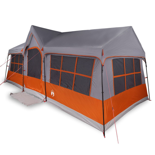 Tienda de Camping con Ventanas Gris y Naranja para 12 Personas Impermeable M 3