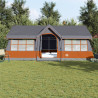 Tienda de Camping con Ventanas Gris y Naranja para 12 Personas Impermeable 4