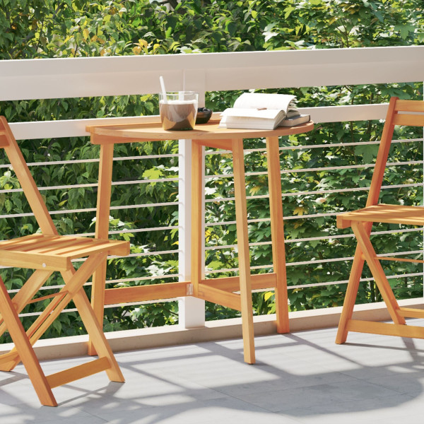 Mesa de Jardín Plegable Media Redonda 78x46x75 cm Madera Sólida de Acacia M 3