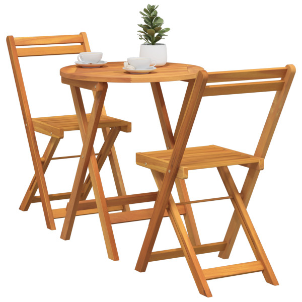 Juego de Bistro Plegable de 3 Piezas de Madera Maciza de Acacia M 3