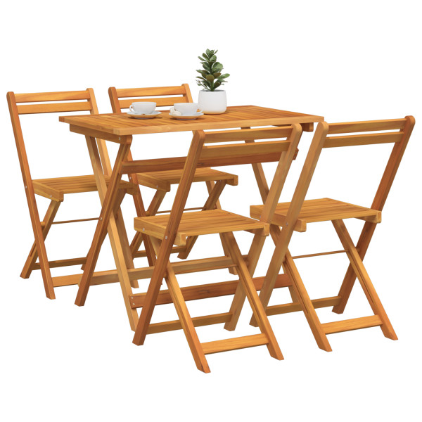 Conjunto Bistro Plegable de 5 Piezas de Madera Sólida de Acacia M 3
