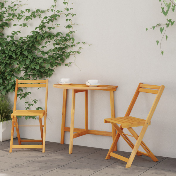 Juego de Bistro Plegable de 3 Piezas de Madera Sólida de Acacia D