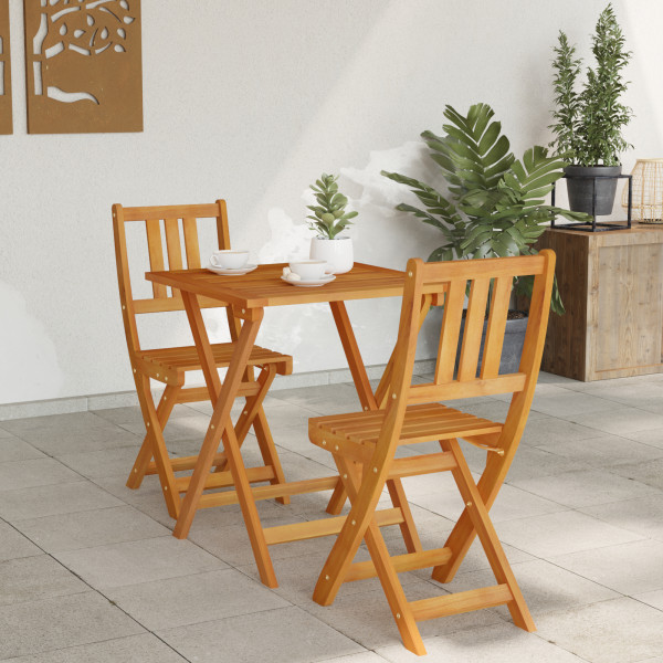 Bistro Plegable de 3 Piezas Madera Maciza Acacia M 5