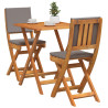 Set Bistro Plegable de 3 Piezas con Cojines. Madera Maciza de Acacia 3