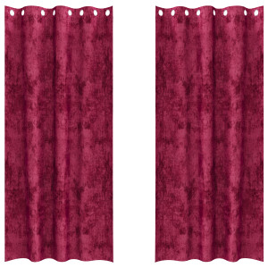 Cortinas de Terciopelo 2 pcs con Ojales Burdeos 260x140 cm H