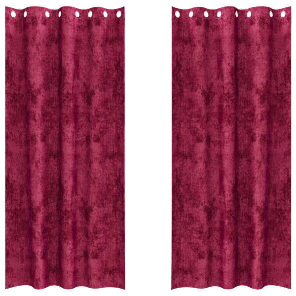Cortinas de Terciopelo 2 pcs con Ojales Burdeos 260x140 cm M 3