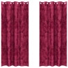 Cortinas de Veludo 2 pcs com Ilhós Vermelho Vinho 260x140 cm 3
