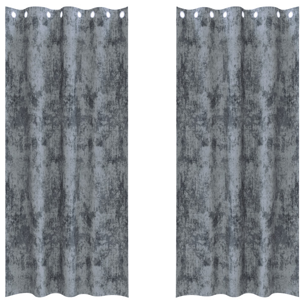 Cortinas de Veludo 2 Pçs com Ilhós Cinza Prata 260x140 cm M 2