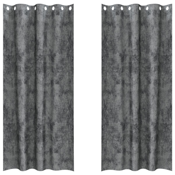 Cortinas de Terciopelo 2 pcs con ojales gris 225x140 cm M 2