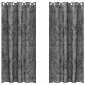 Cortinas de Veludo 2 peças com Ilhós Cinza 245x140 cm H