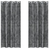 Cortinas de Veludo 2 peças com Ilhós Cinza 245x140 cm 3