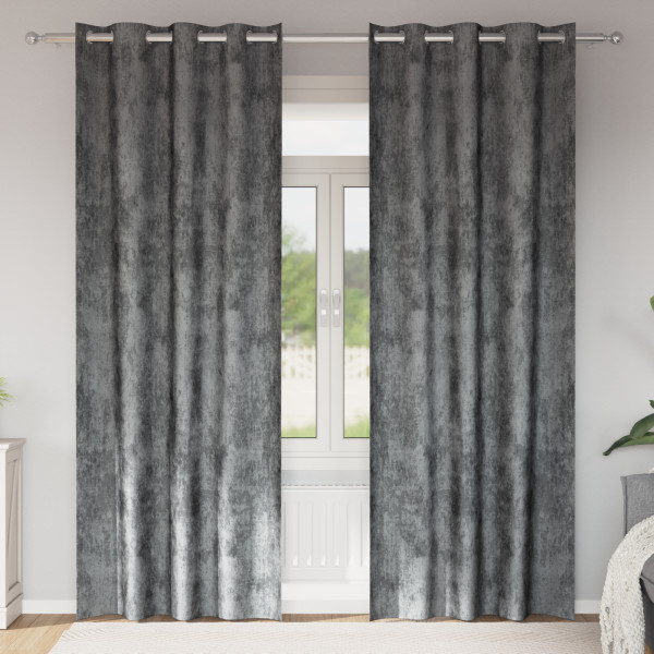Cortinas de Terciopelo 2 piezas con Ojales Grises 260x140 cm D