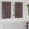 Cortinas de Veludo 2 Peças com Ilhós Castanho 140 x 140 cm 1